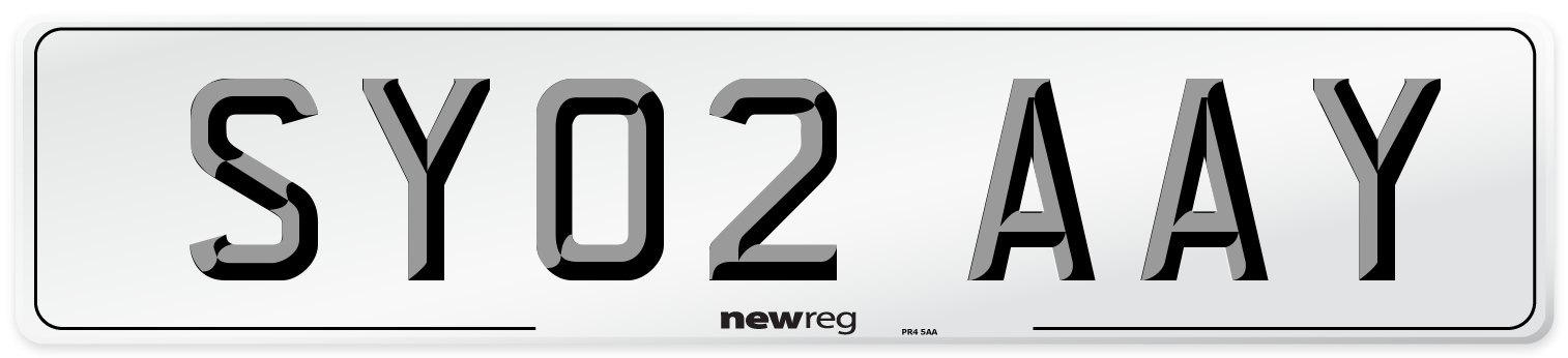 SY02 AAY Number Plate from New Reg